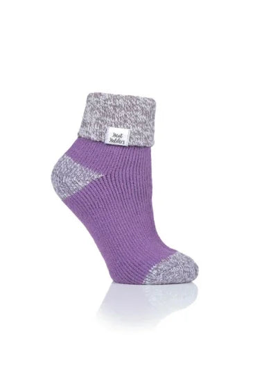 LADIES HEAT HOLDERS SLEEP SOCKS - RIB TURN OVER CUFF TOG2.3(201/202)