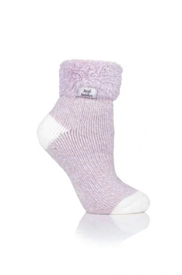 LADIES HEAT HOLDERS SLEEP SOCKS - FEATHER TURN OVER CUFF TOG2.3(205/206)