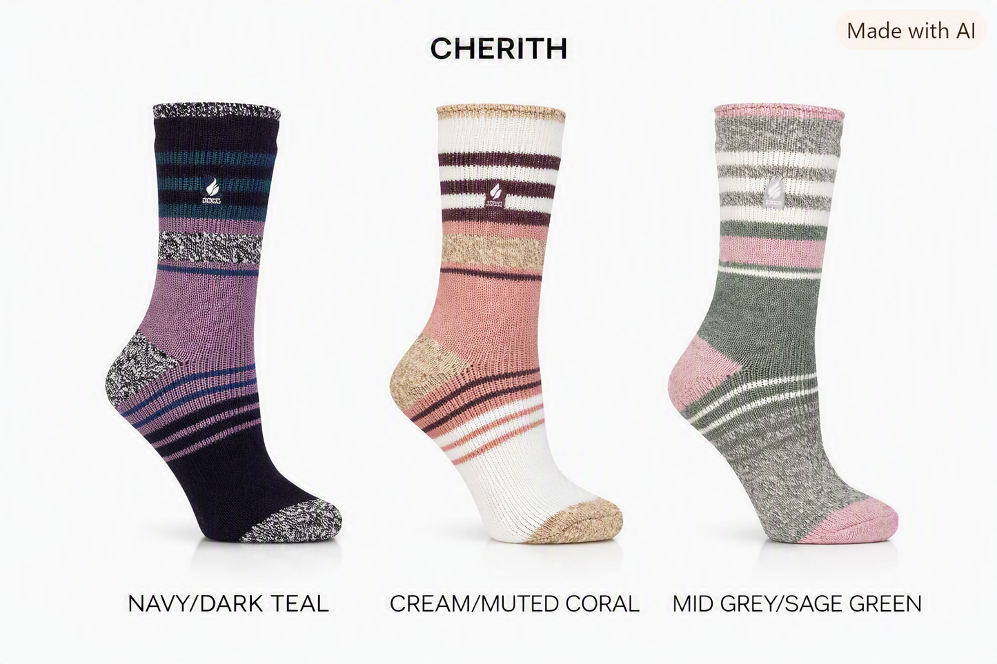 LADIES HEAT HOLDERS VARIED STRIPE CHERITH TOG2.3(513)