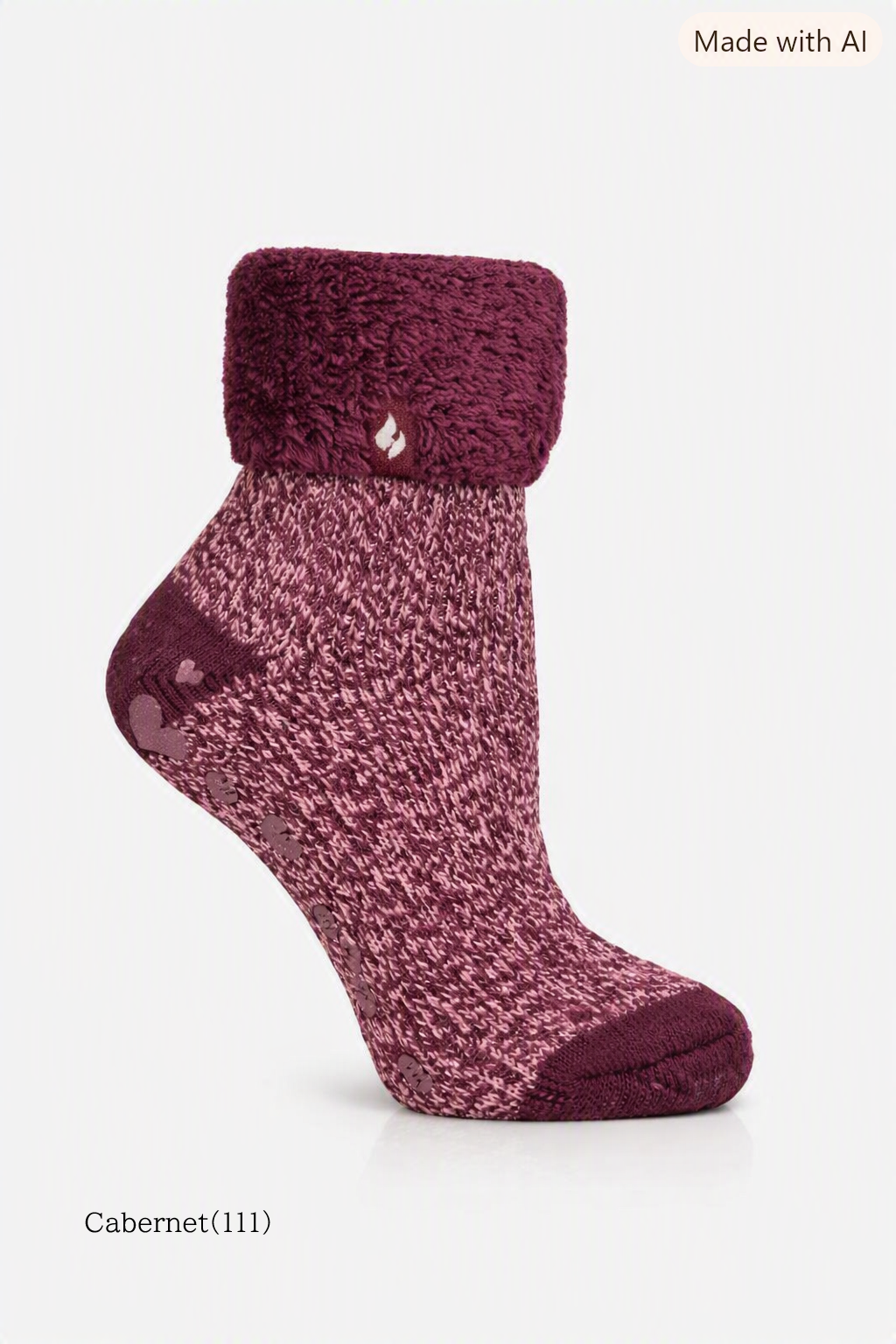 LADIES HEAT HOLDERS LOUNGE SOCKS - FEATHER TURN OVER CUFF TOG2.3/105～110,113
