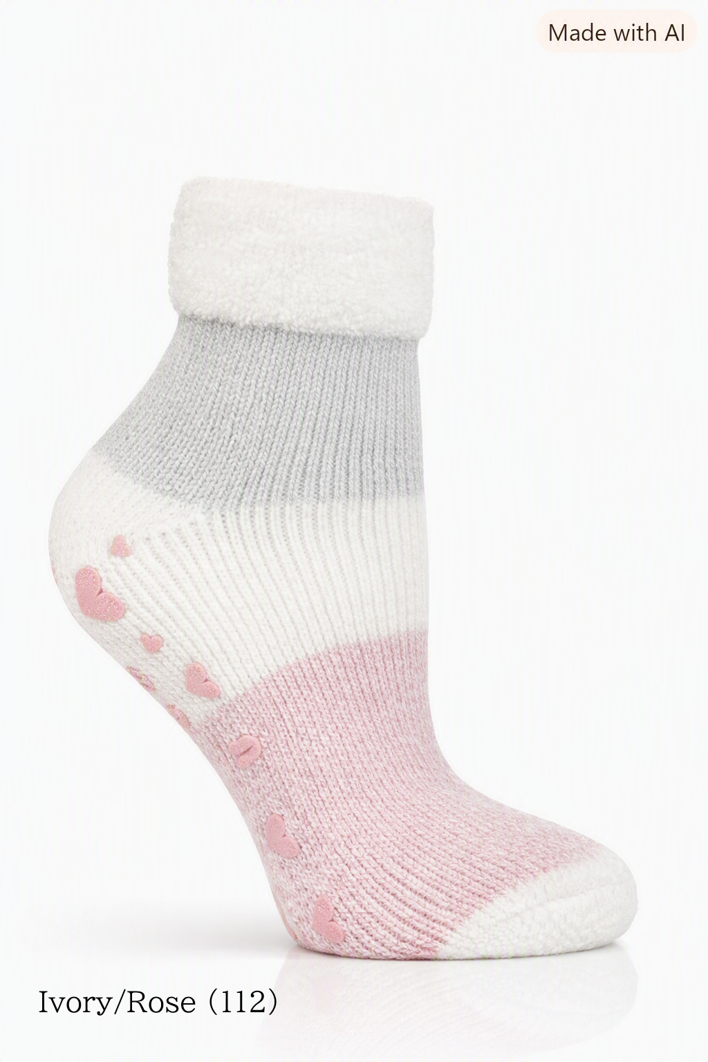 LADIES HEAT HOLDERS LOUNGE SOCKS - FEATHER TURN OVER CUFF TOG2.3/105～110,113