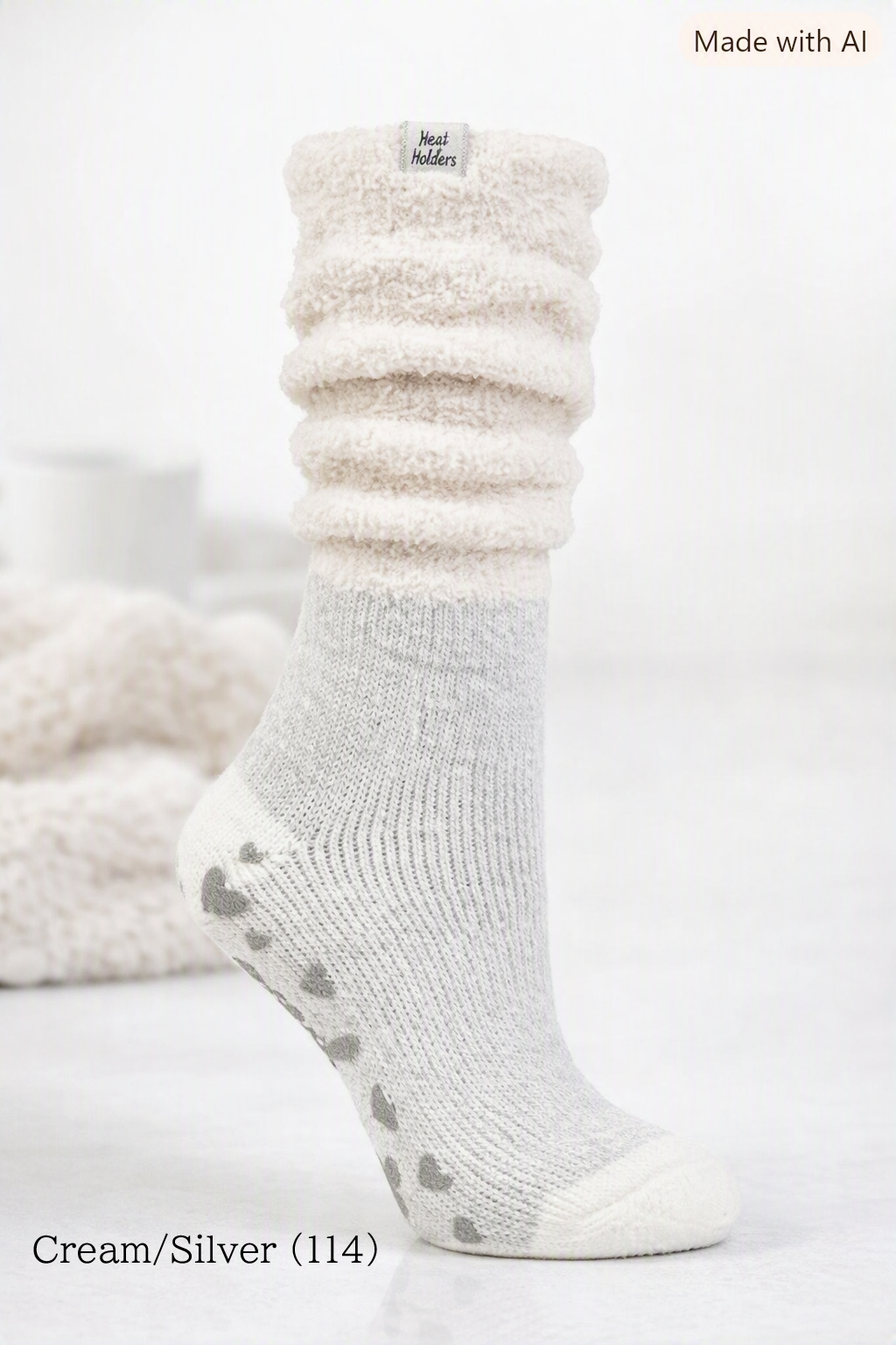 LADIES HEAT HOLDERS LOUNGE SOCKS - FEATHER CUFF　（114/115)