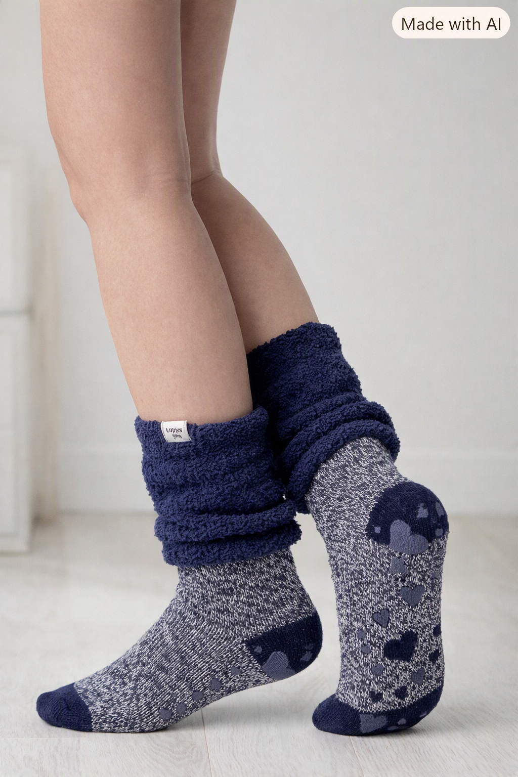 LADIES HEAT HOLDERS LOUNGE SOCKS - FEATHER CUFF　（114/115)