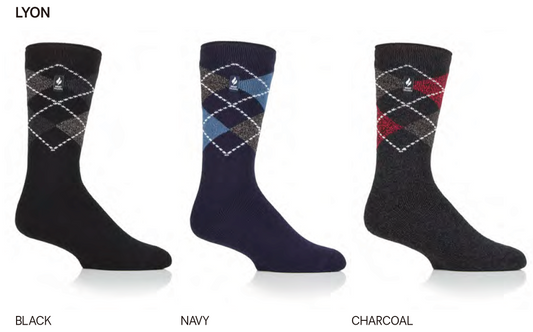 MENS HEAT HOLDERS LITE ARGYLE - LYON TOG1.6 (530)