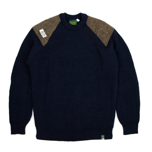 Tweed Patch Crew Collar